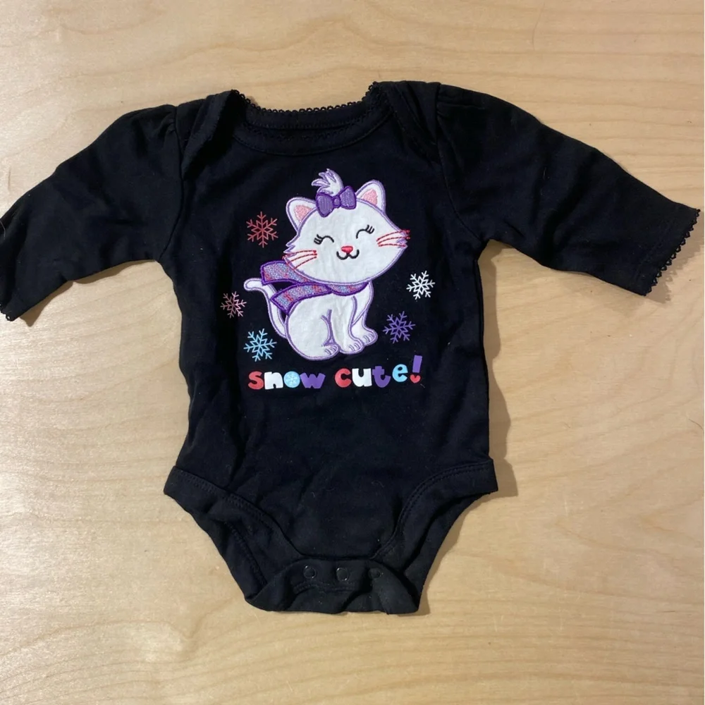 Garanimals Black Snow Cute Cat Bodysuit Newborn (OQ)